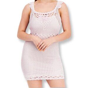 AQUA NWT Marled Crochet Boho Sleeveless Mini Dress in Lavender Purple Size XS